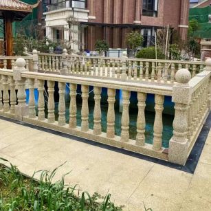 广州黄金麻花岗岩石材栏杆，扶手，将军柱，花瓶柱