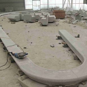 广州 芝麻白花岗岩弧形花坛石，坐凳石