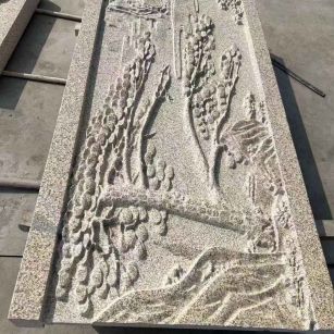 广州 黄金麻雕刻板浮雕迎客松