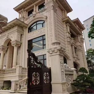 广州 黄金麻花岗岩别墅外墙干挂效果展示