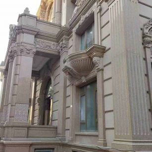 广州 黄金麻花岗岩光面别墅外墙干挂施工完成