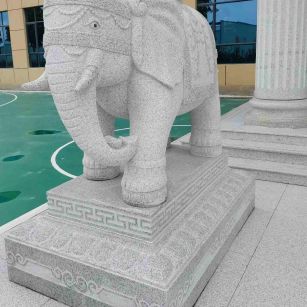广州 白麻花岗岩动物异形石雕-大象