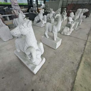 广州 芝麻白花岗岩造型立体雕刻——十二生肖