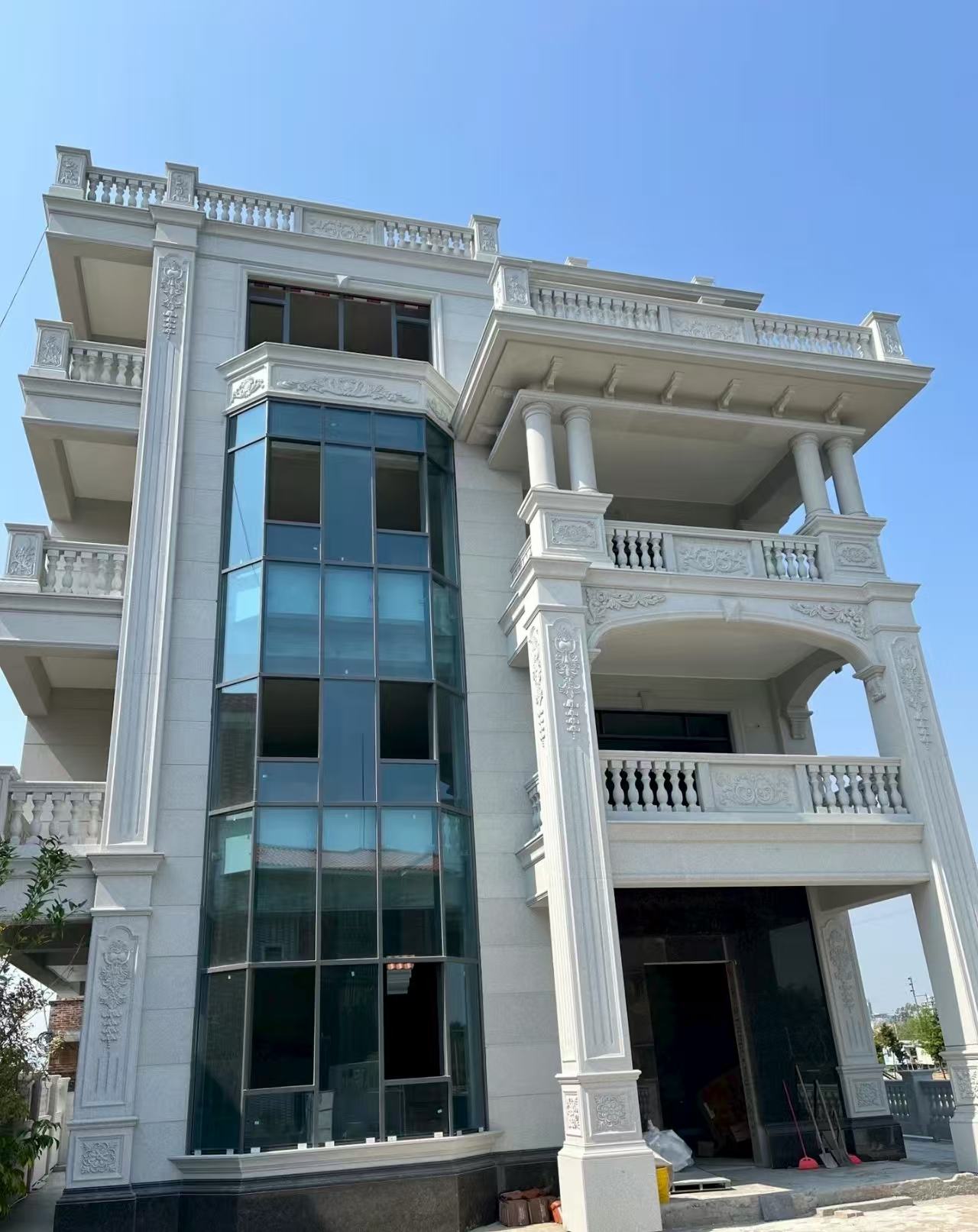 广州 白麻花岗岩别墅外墙干挂效果展示